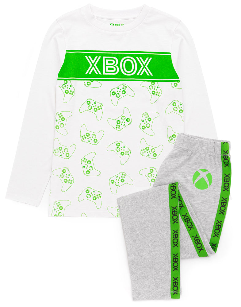 XBOX Pyjamas For Girls | Kids White Grey Gamer T-Shirt & Leggings Pjs | Game Console Controller Merchandise Gifts