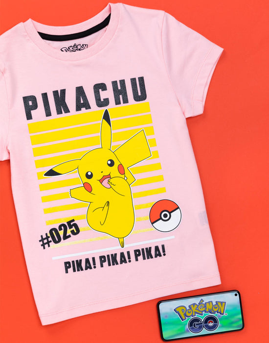 Pokemon T-Shirt For Girls  Pikachu Character - Pink