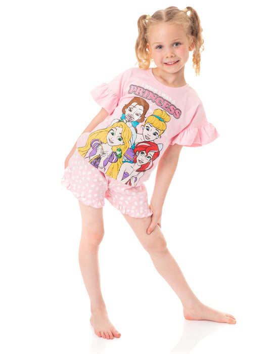 Disney Princesses Girls Cotton Short Pyjama Set - Pink