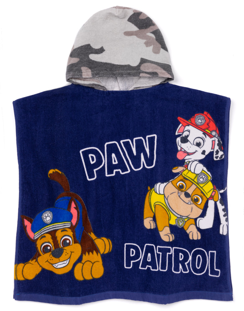 PAW Patrol Kids Navy And Camo Towel Poncho