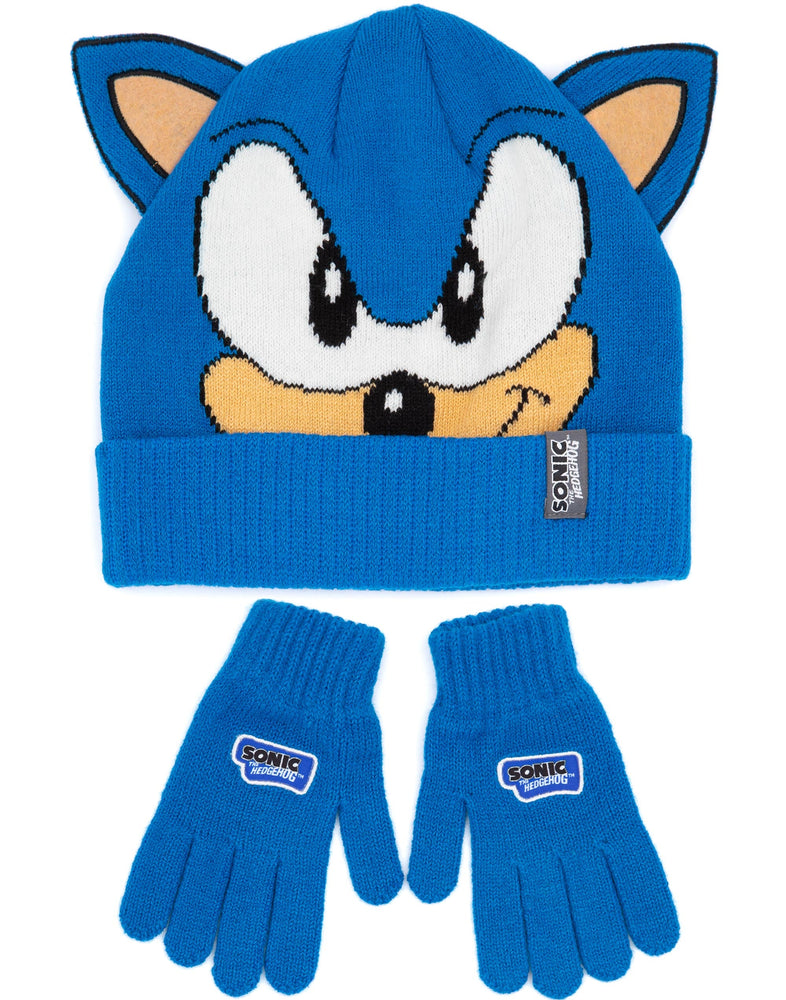 Sonic The Hedgehog Boys Knitted Hat and Glove Set