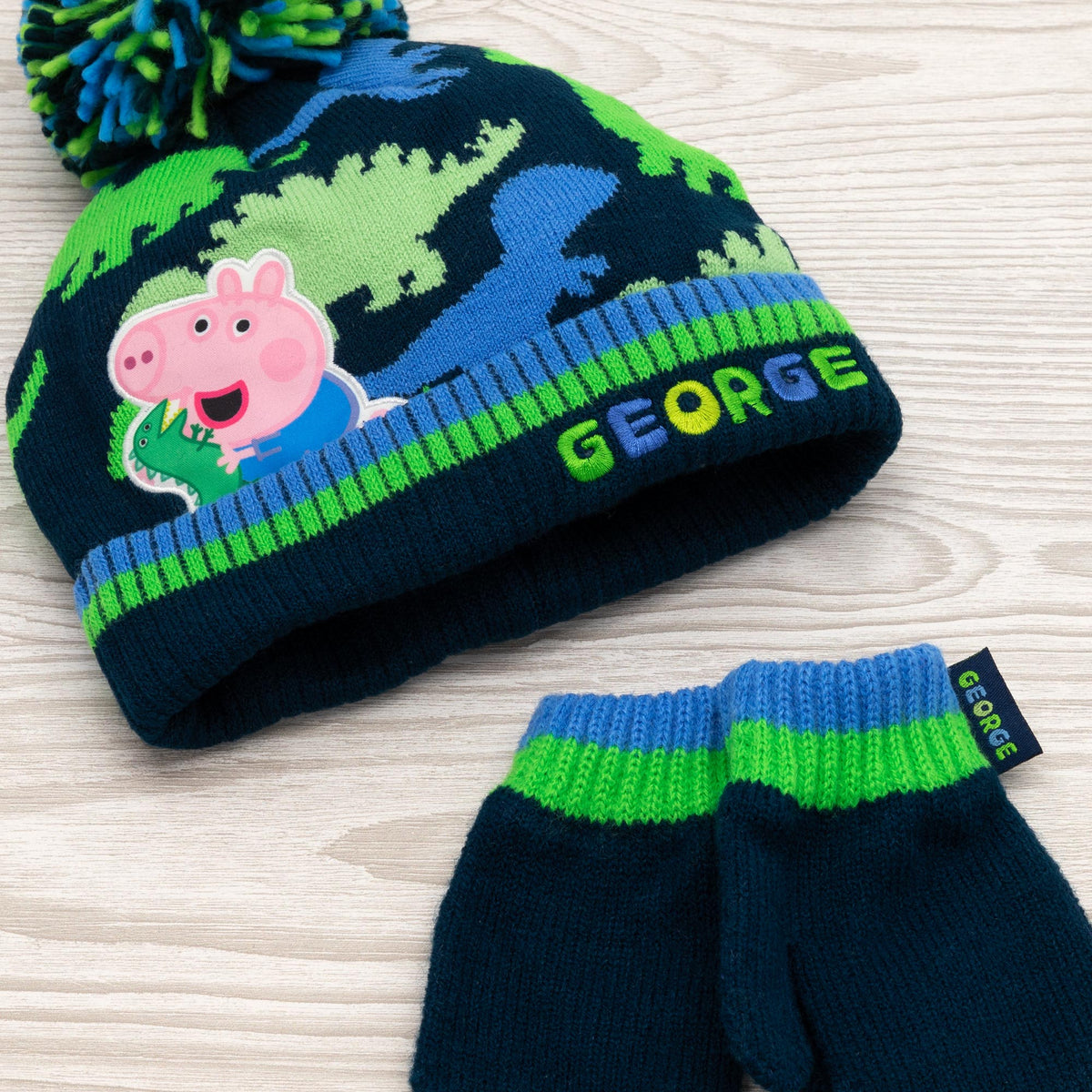 George Pig Peppa Pig Kids Hat and Gloves Mittens Set — Vanilla Underground