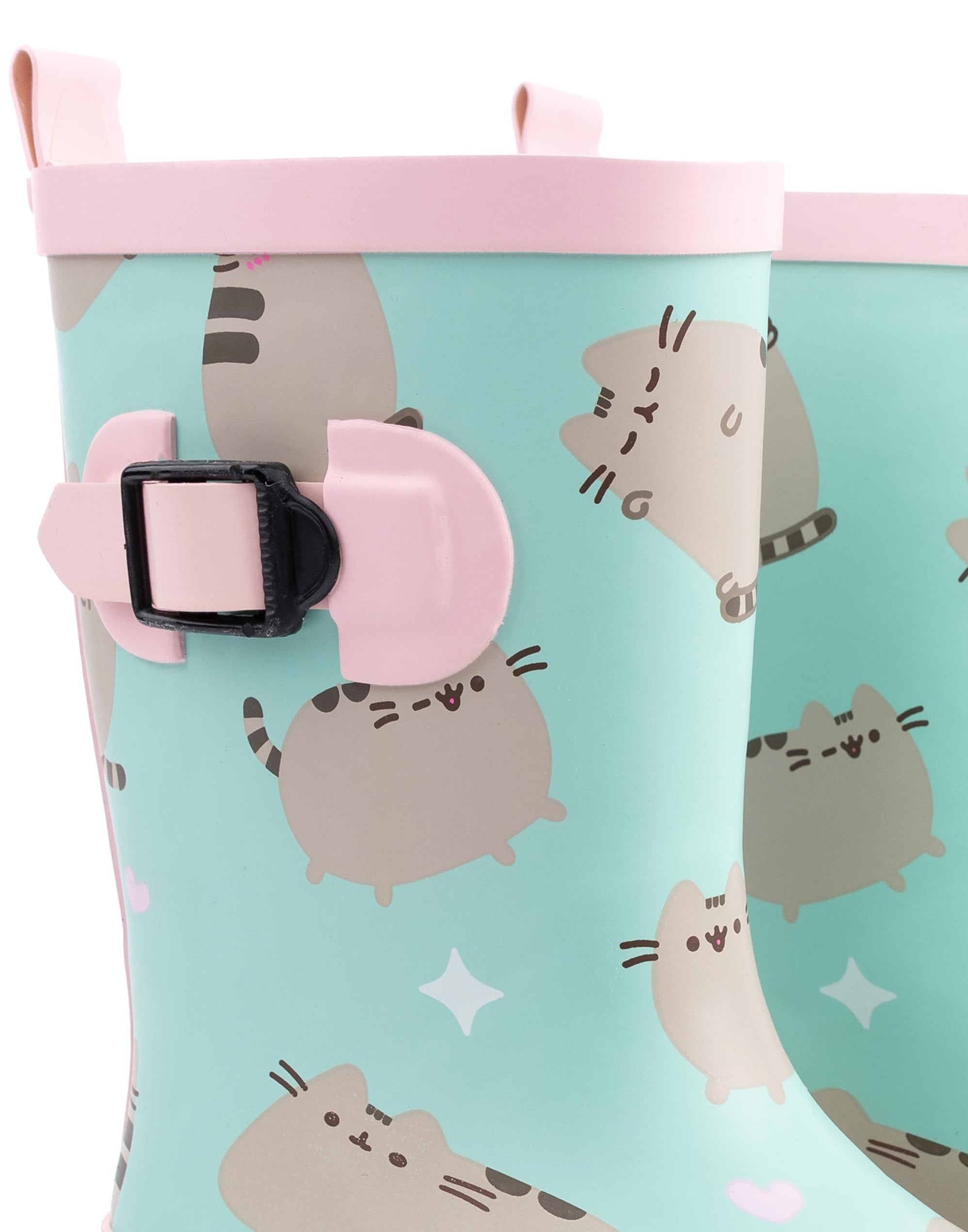 Bottes De Pluie Enfants Pusheen The Cat – Rose Et Vert Menthe, Motifs Chat – Imperméables, Semelle Antidérapante - 2