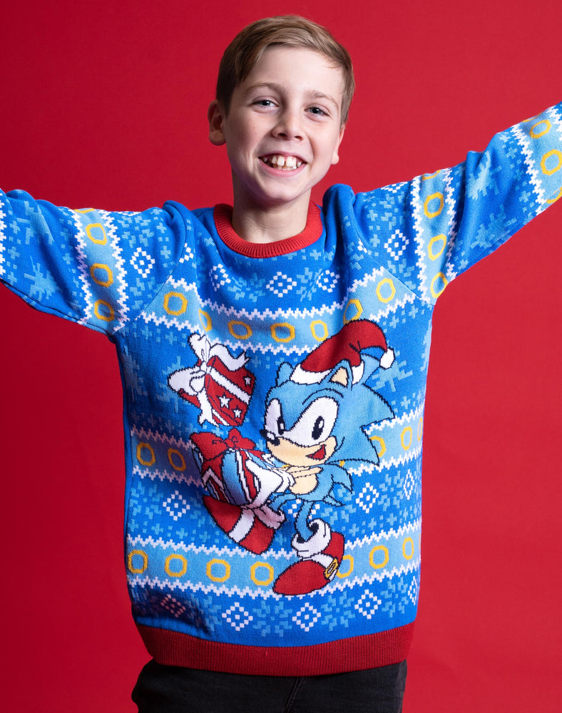 Sonic The Hedgehog Kids Knitted Christmas Jumper