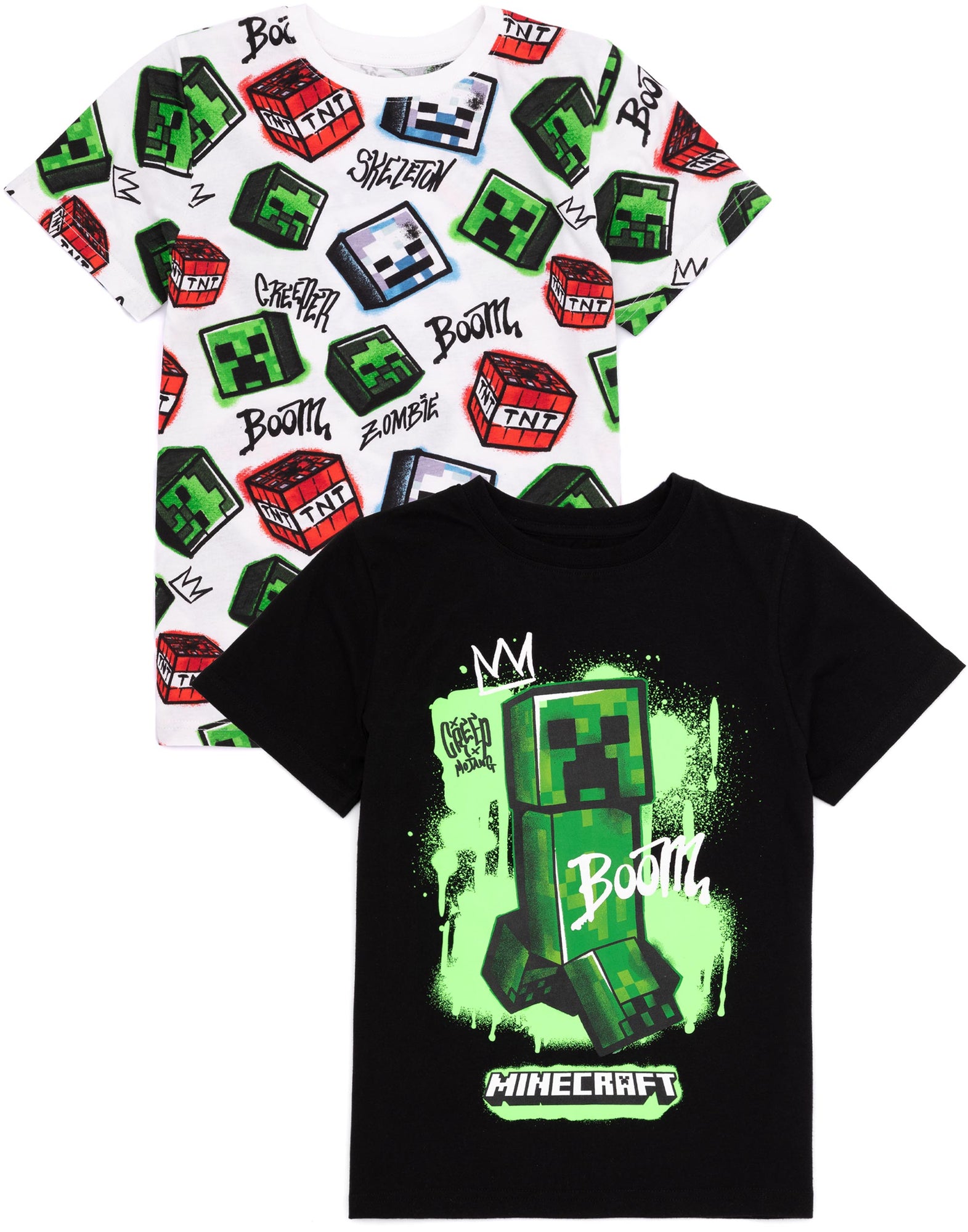 Official Minecraft Kids T-Shirt - Steve, Creeper, Alex, Enderman - Ages 4-13 - View #3