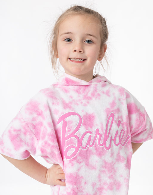 Barbie Girls Pink Tie Dye Towel Poncho Beach Cover Up