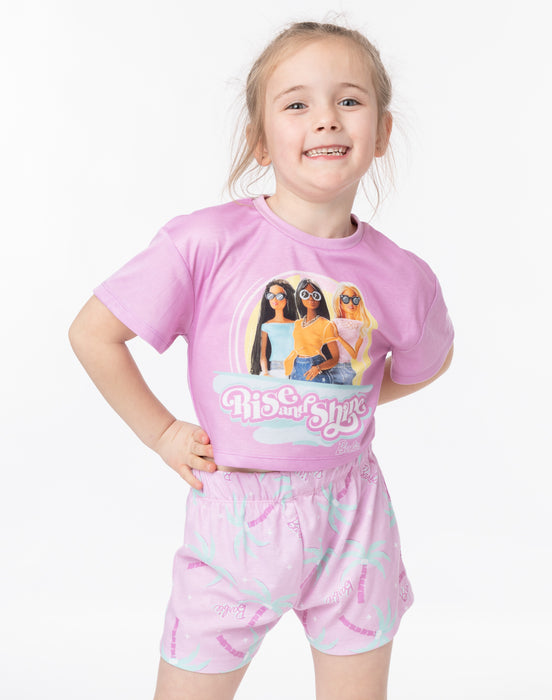 Barbie Girls Crop T-Shirt And Shorts Pyjamas