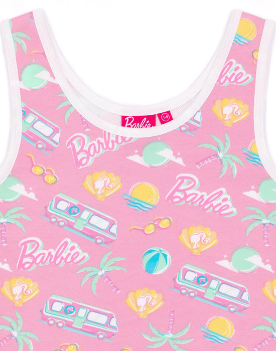 Barbie Girls Pink2 Piece Co-Ord Vest Shorts Set