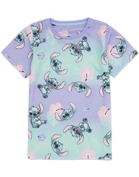 Disney Lilo And Stitch Girls 2 Pack T-Shirt And Shorts Pyjamas