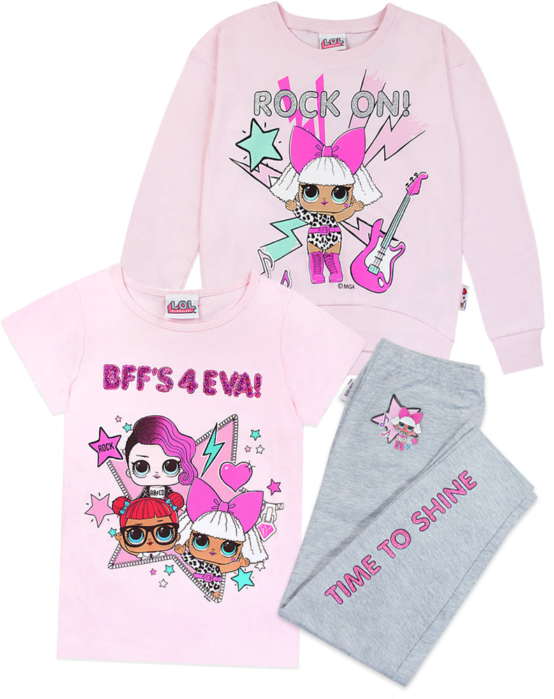 LOL Surprise Dolls Girls/Kids Sweater, T-Shirt and Leggings 3 Piece Set