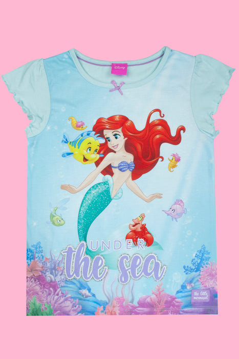 Disney The Little Mermaid Ariel Girls/Toddler Pyjama 2 Piece Shorts Set 2 - 8 Years