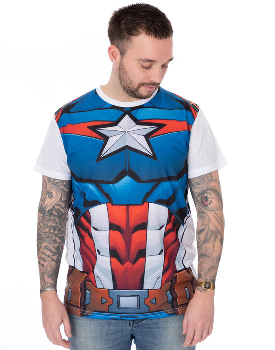 Marvel Mens Captain America Costume Cosplay T-Shirt