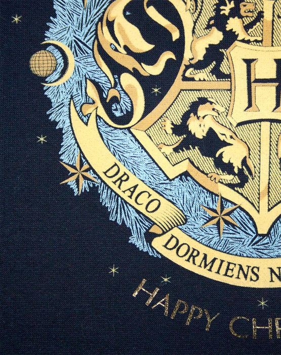 Harry Potter Hogwarts Crest Christmas Jumper for Men and Women - Navy