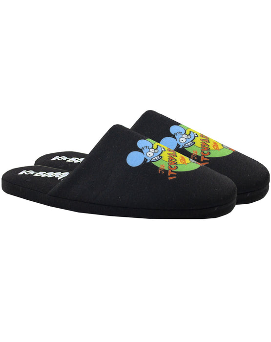 The Simpsons Itchy and Scratchy Show Men's Black Logo Slippers