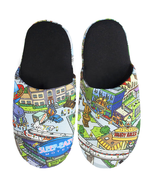 The Simpsons Springfield All Over Print Men's Slippers