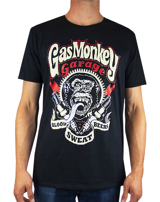 Gas Monkey Garage "Blood, Sweat and Beers" Sparkplugs Men's T-Shirt