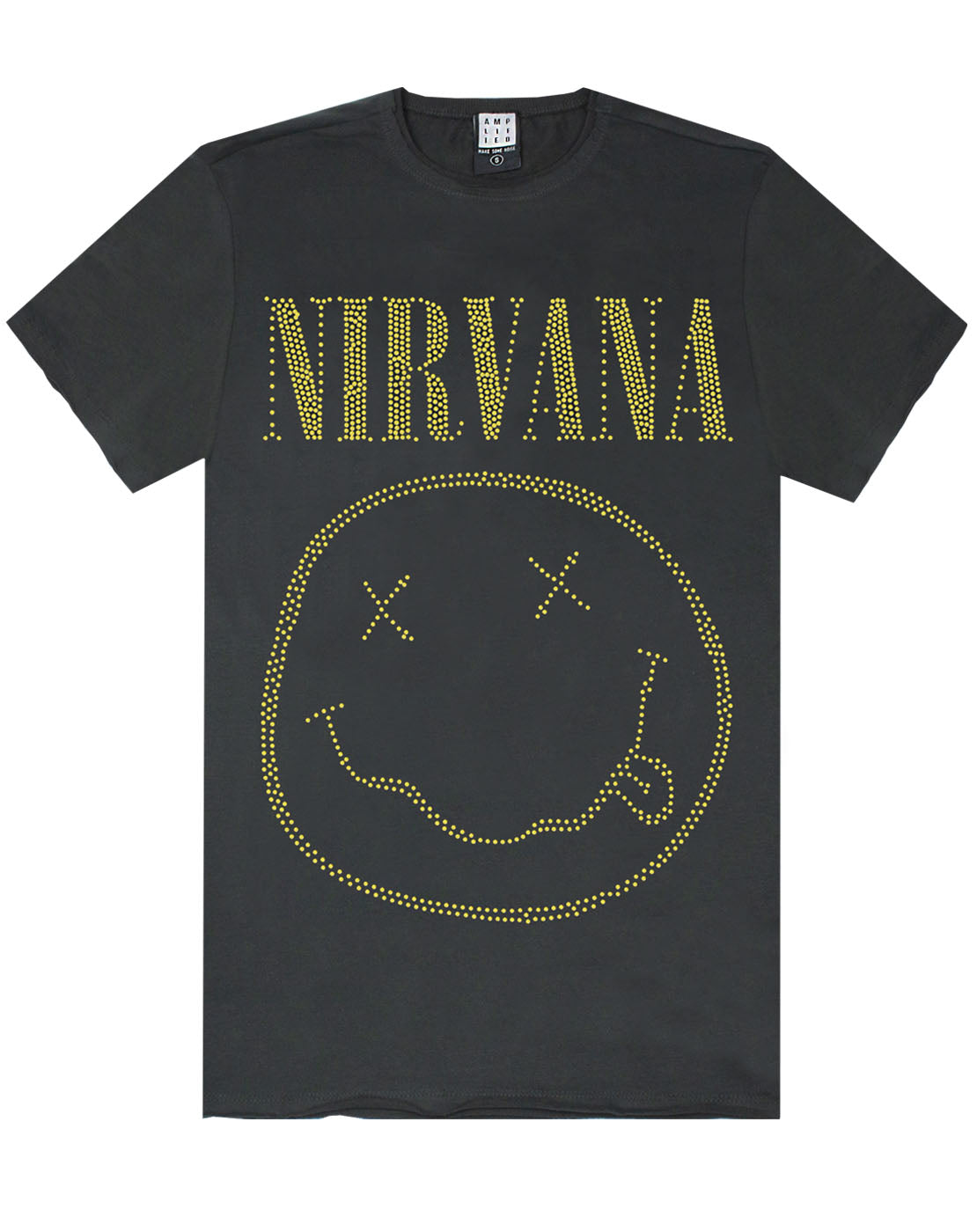 Amplified Heren Nirvana-Worn Out Logo T-shirt, Worn Out Logo - Grijs (Charcoal Cc), M