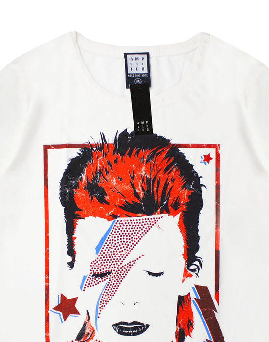 Amplified David Bowie Aladdin Sane Album White Diamante Men's T-Shirt —  Vanilla Underground