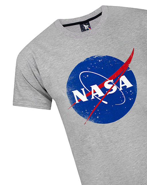 Nasa Space Distressed Logo Men's T-Shirt - Grey