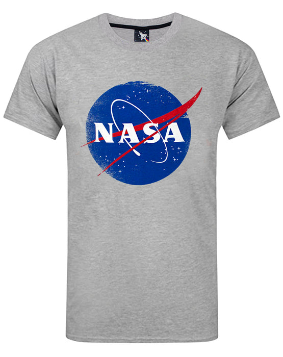 Nasa Space Distressed Logo Men's T-Shirt - Grey