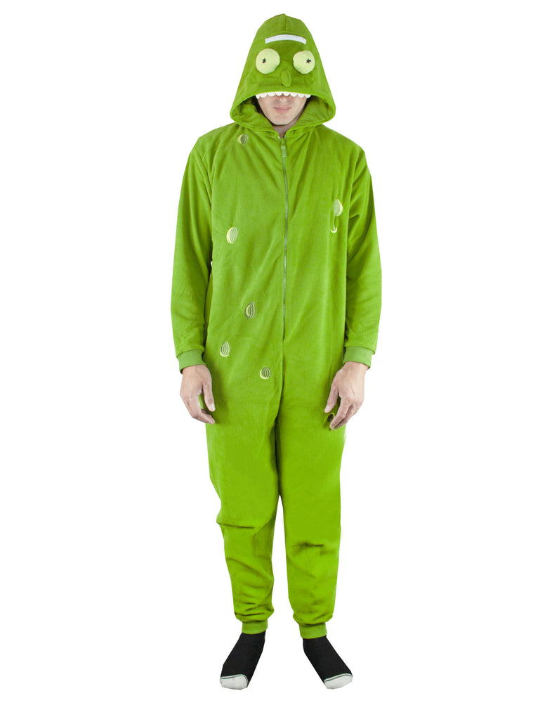 Rick and Morty Mens Pickle Rick Green Costume Onesie