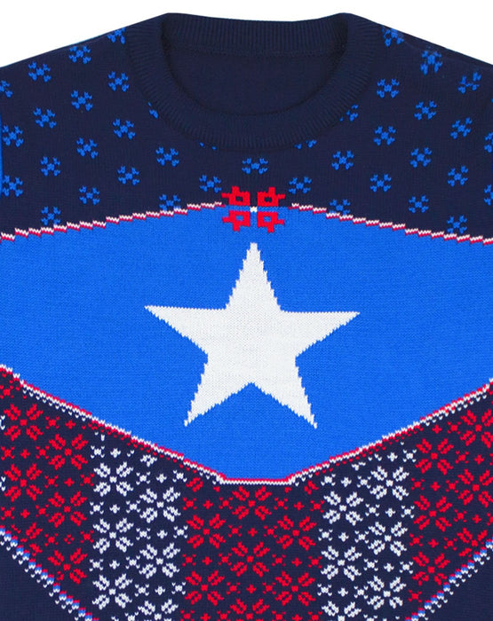Marvel Captain America Shield Blue/Red Knitted Jumper Sweater