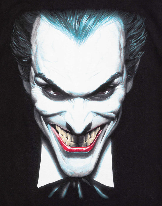  Awesome black t-shirt contrasts against villainous print of the Joker from the 2019 Joker movie making the perfect outfit for Halloween, Costume Parties and Comic Con events.