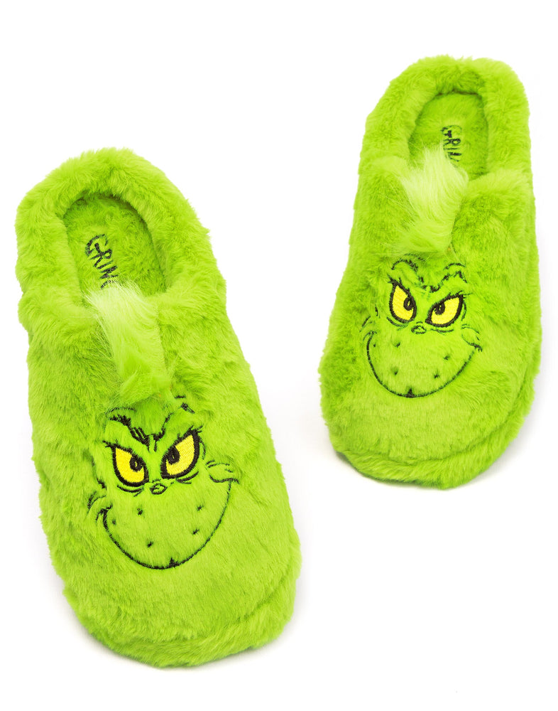 The Grinch Slippers - Christmas Movie Gift Adults Men Women Faux Fur House Shoes