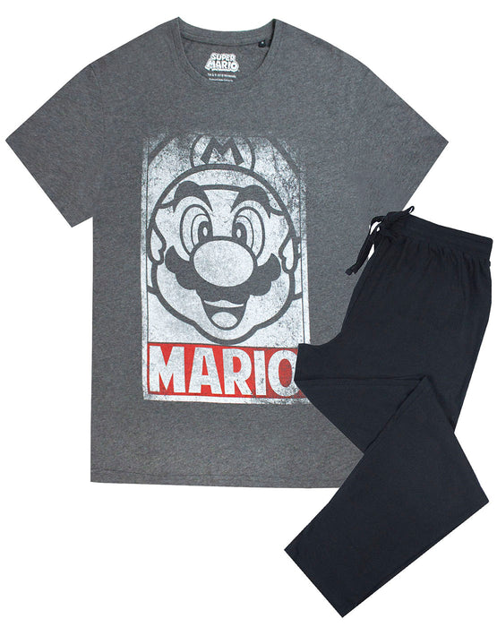 Super Mario Poster Men's Pyjama Short Sleeve T-Shirt & Lounge Pant Set