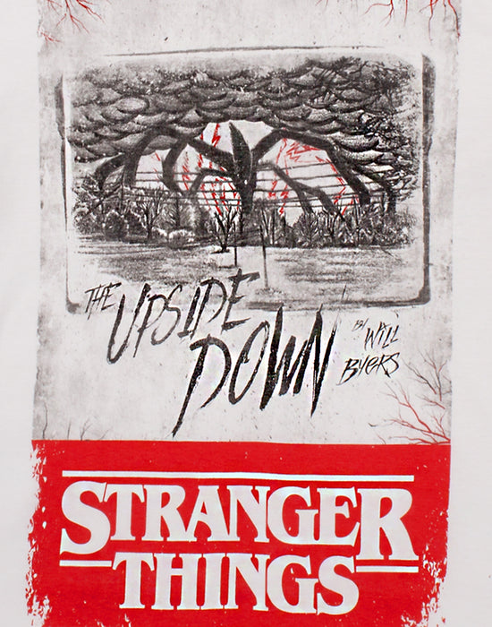 Stranger Things T Shirt Mens Upside Down Adults White Top Gift