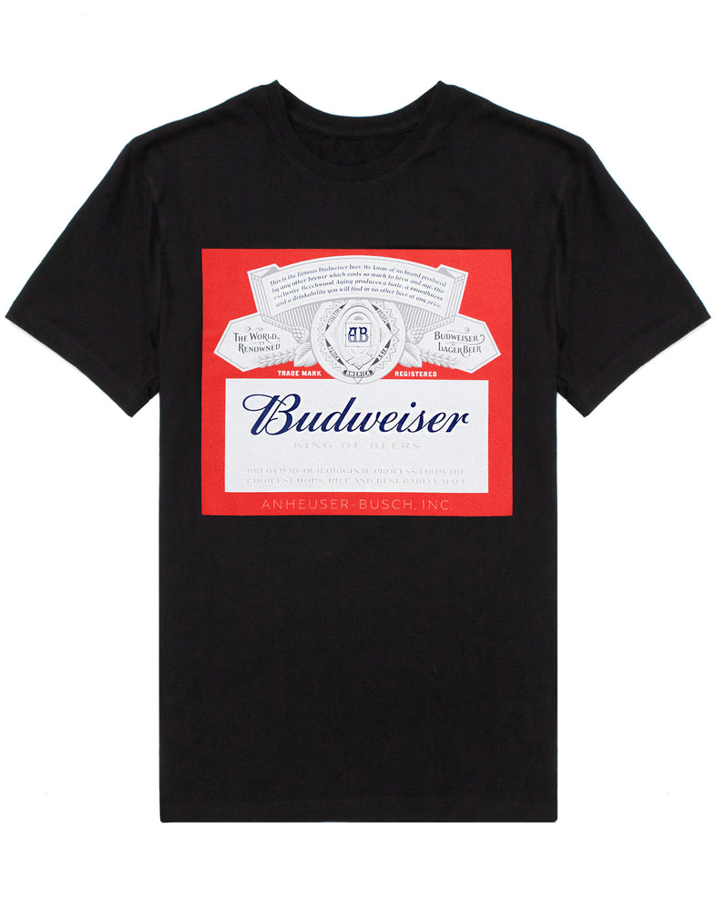 Budweiser Men's T-Shirt Vintage Logo Short Sleeve Black Top