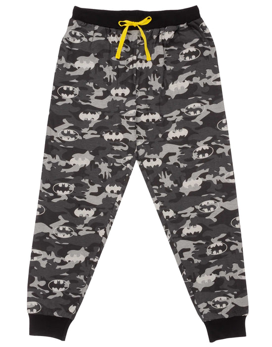 Batman Mens Pyjamas T-shirt With Camo Short OR Long Bottom Set - Black