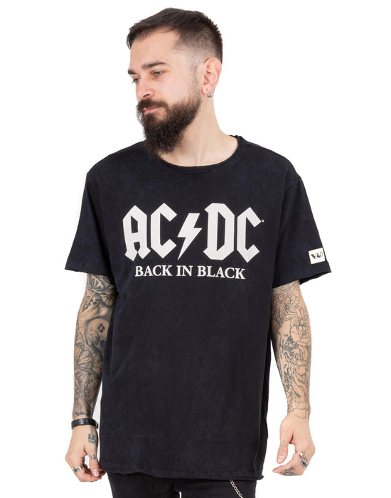 AC/DC Men's Back In Black Tour Soft Short Sleeve T Shirt AC/DC Men's Back In Black Tour Soft Short Sleeve T Shirt