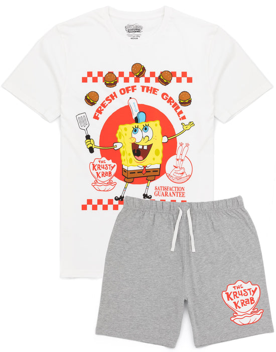 SpongeBob SquarePants Mens Krusty Krab T-Shirt And Shorts Pyjamas