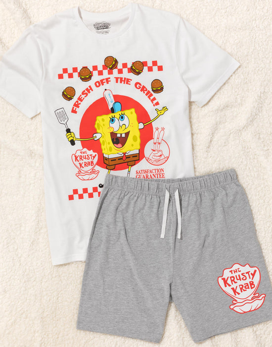 SpongeBob SquarePants Mens Krusty Krab T-Shirt And Shorts Pyjamas