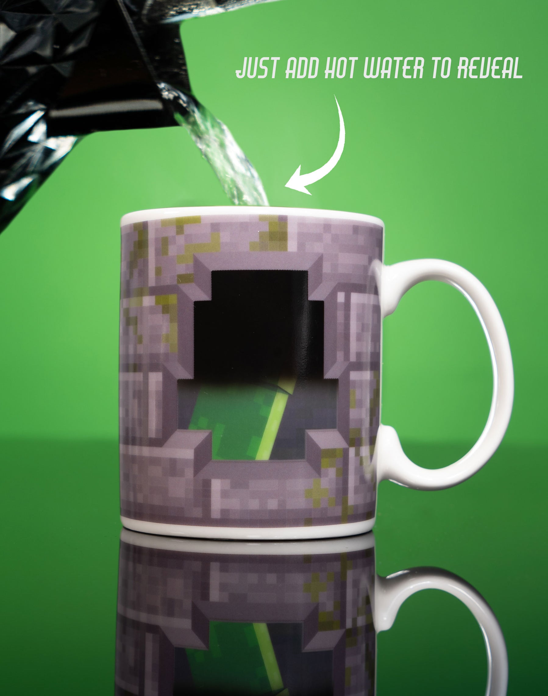 Minecraft Creeper Inside 11oz/312ml Heat Changing Ceramic Grey Mug ...