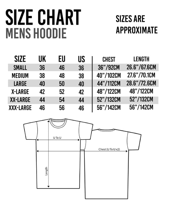 Mens Short Sleeve T-Shirt Size Guide