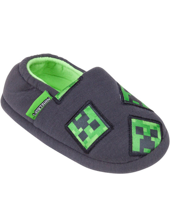 Minecraft Creeper Boy's Slippers - Grey