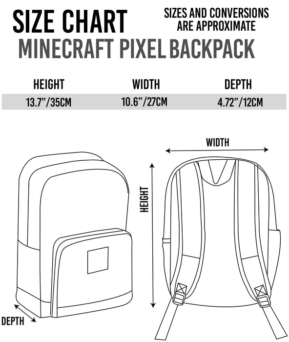 Minecraft Pixel Creeper School Backpack - Grey