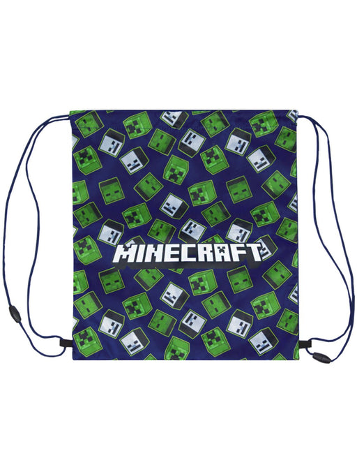 Minecraft Creeper Zombie Skeleton All Over Print Drawstring Swim Bag - Blue