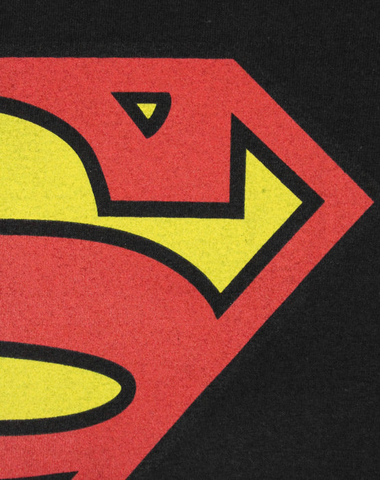 Superman Iconic Shield Logo Boy's Children's Black T-Shirt Top