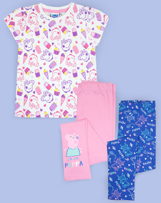 Peppa Pig Girls T-Shirt and 2 Pack Leggings Gift Set Bundle