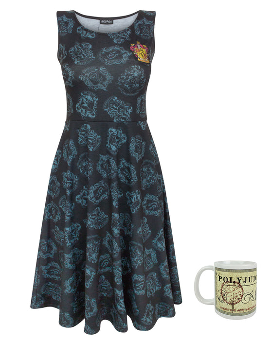 Harry Potter Gryffindor Crest Dress and polyjuice Potion Mug Gift Set Bundle