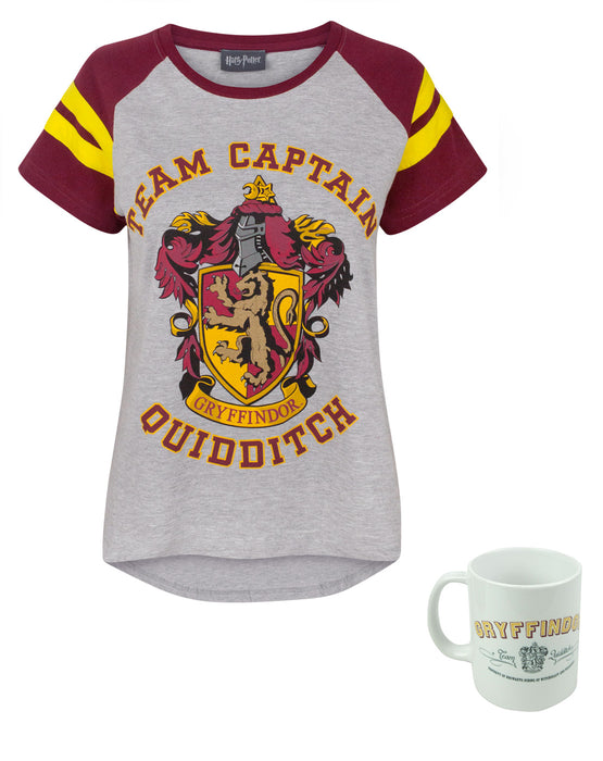 Harry Potter Quidditch Team Captain Women's Top and mug Gift Set Bundle