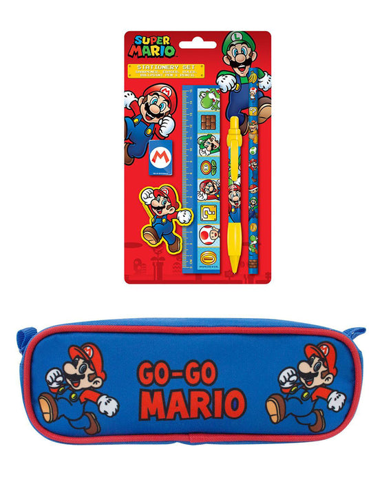 Nintendo Super Mario 5 Piece Stationary Pack and Pencil Case Set