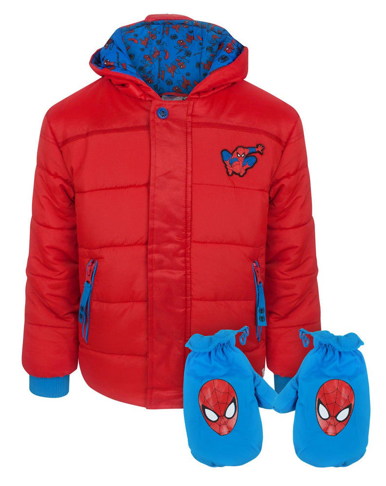 Spider-Man Boy's Red Coat and Mittens Set