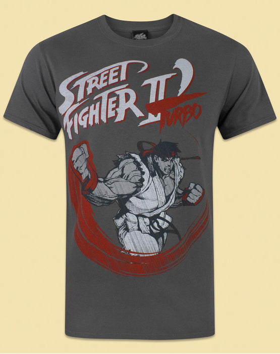 Street Fighter Turbo Men's Charcoal T-Shirt
