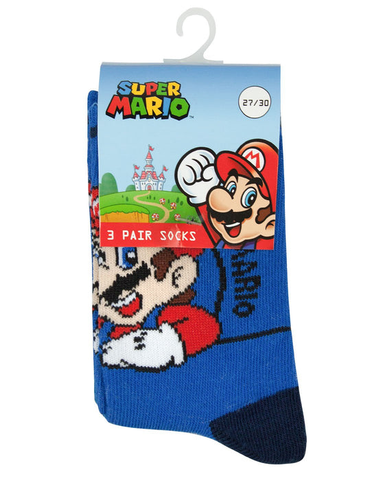 Super Mario Assorted 3 Pack Boy's Socks