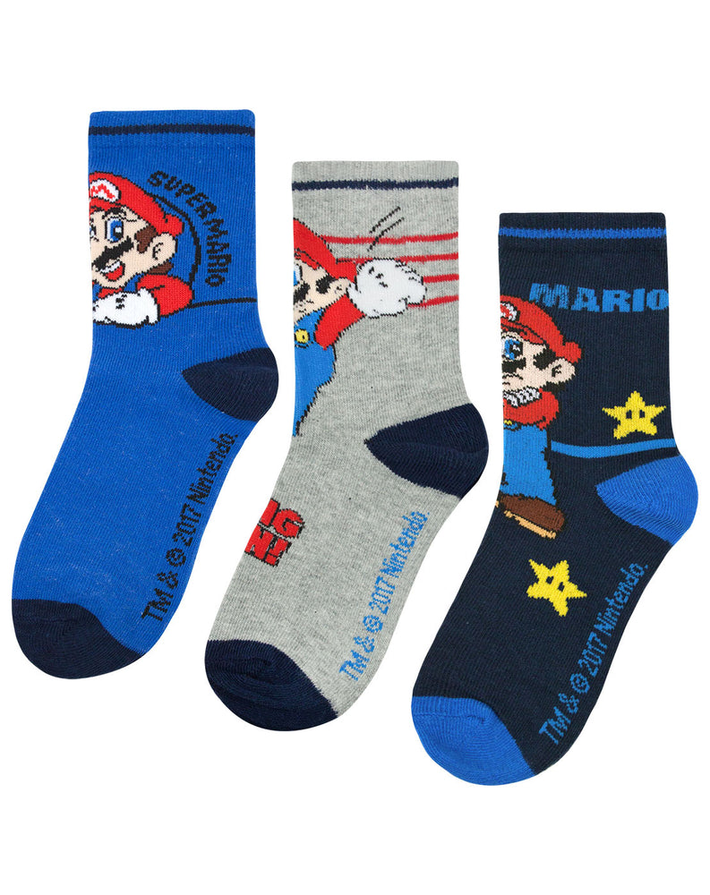 Super Mario Assorted 3 Pack Boy's Socks