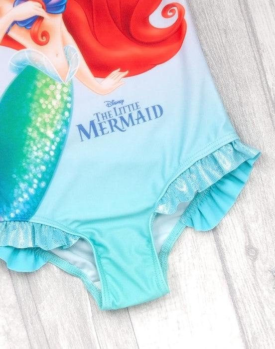 Disney The Little Mermaid Girl's Swimsuit And Hooded Towel Poncho